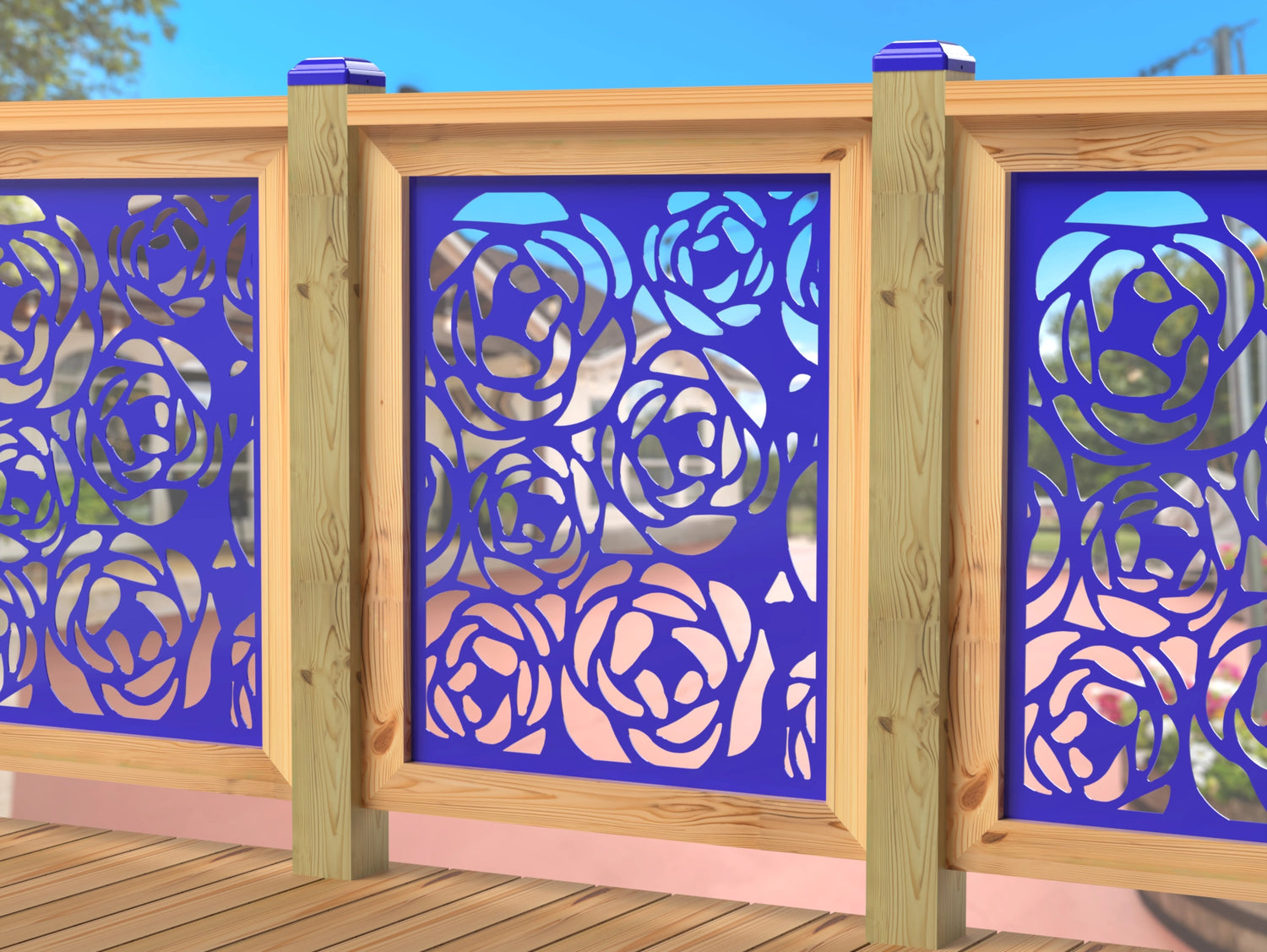 Rose Bush Railing Panel Insert - Madison Iron and Wood