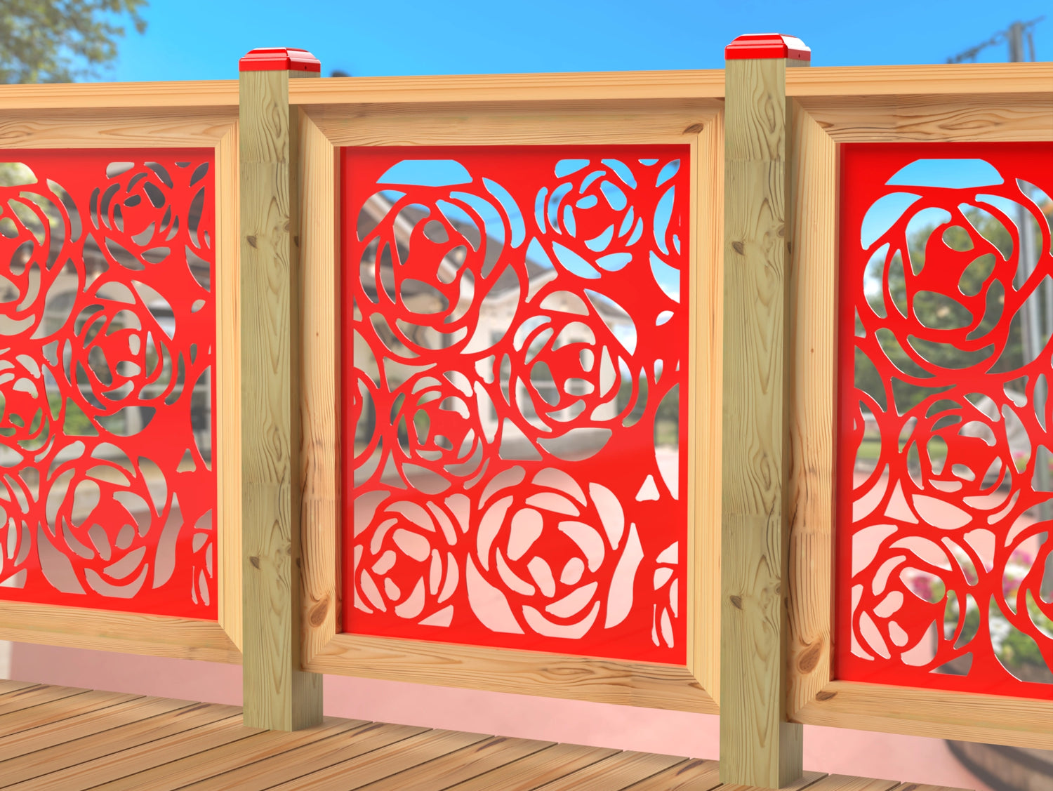 Rose Bush Railing Panel Insert - Madison Iron and Wood