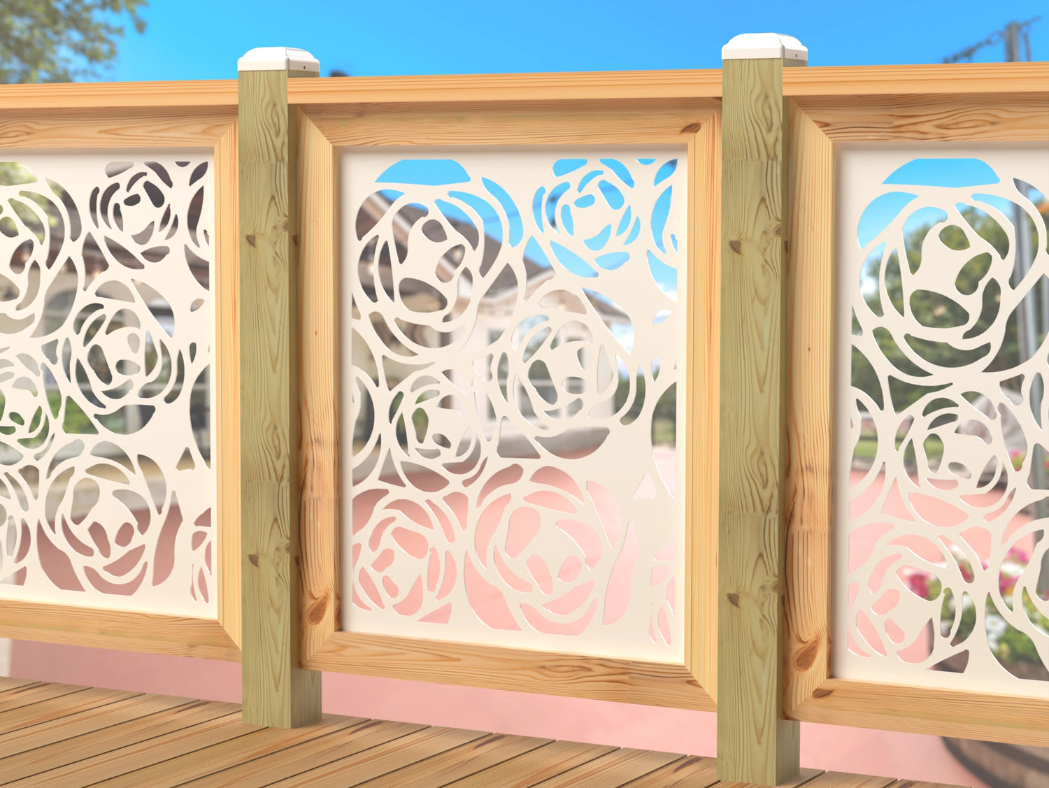 Rose Bush Railing Panel Insert - Madison Iron and Wood