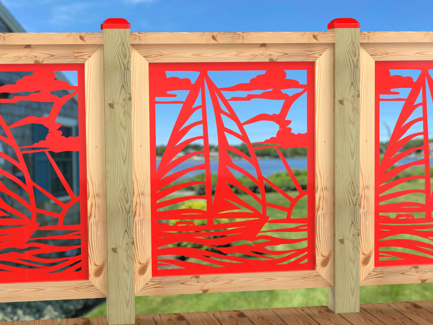 Sailboat at Sunset Railing Panel Insert
