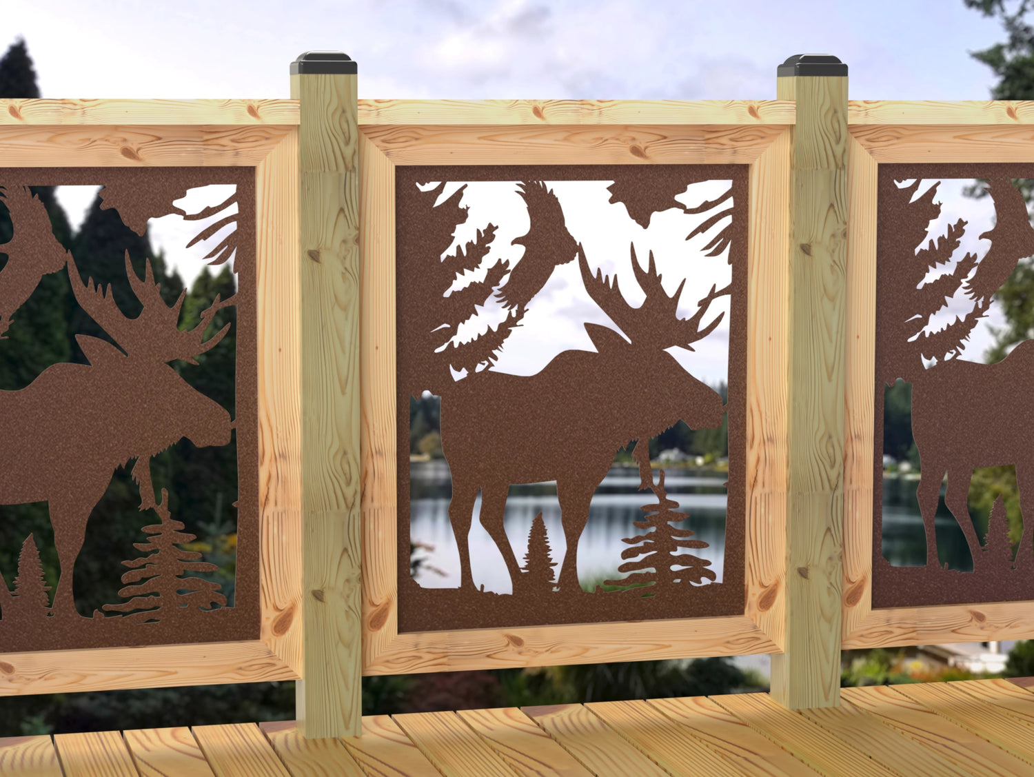24"x30" - Single Moose Landscape Fence/Gate Panel Insert - Madison Iron and Wood