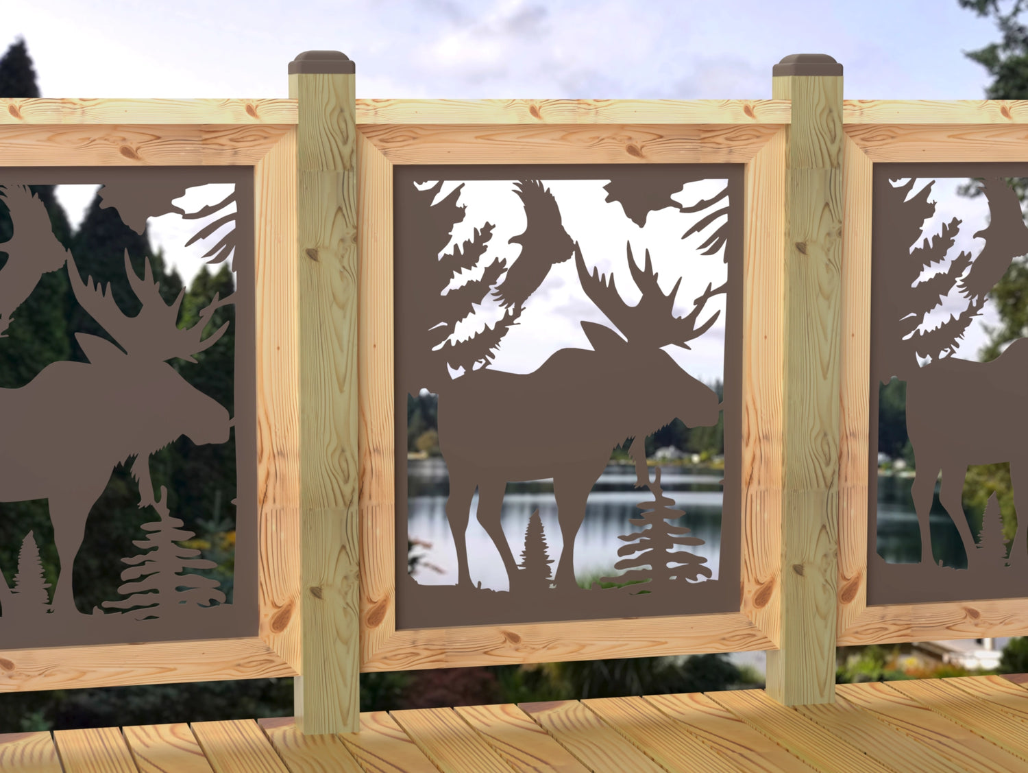 24"x30" - Single Moose Landscape Fence/Gate Panel Insert - Madison Iron and Wood