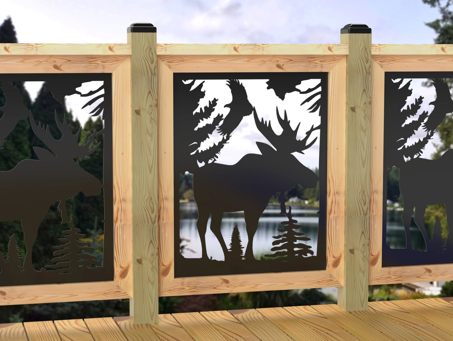 24"x30" - Single Moose Landscape Fence/Gate Panel Insert - Madison Iron and Wood