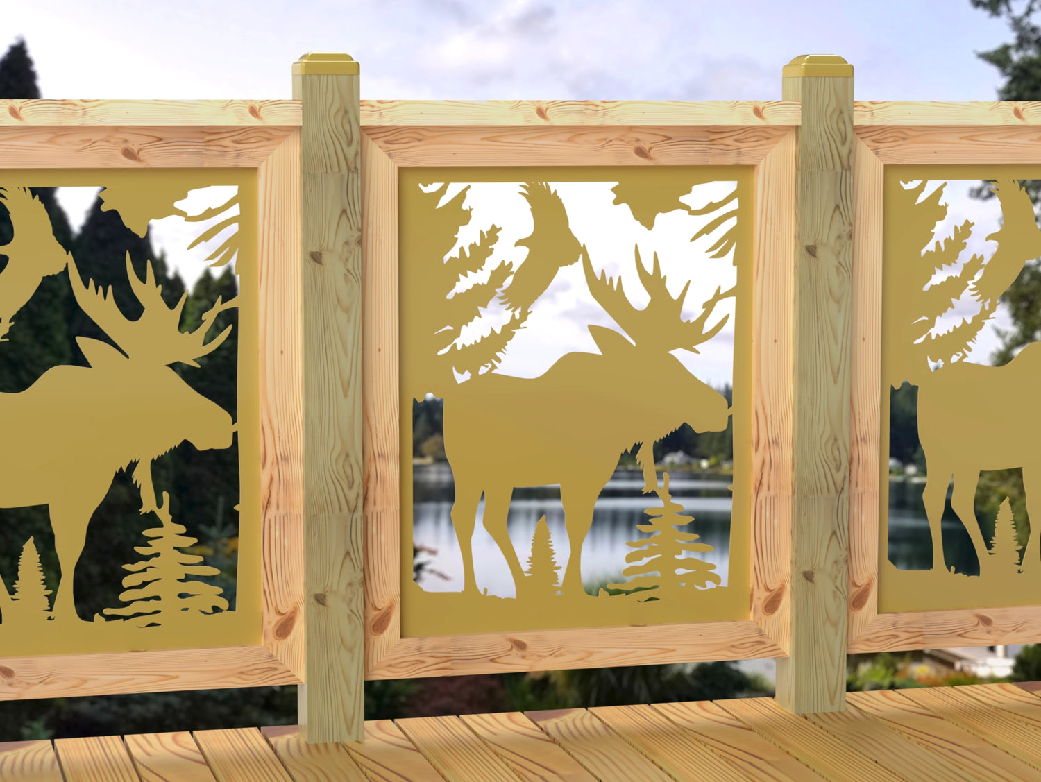 24"x30" - Single Moose Landscape Fence/Gate Panel Insert - Madison Iron and Wood