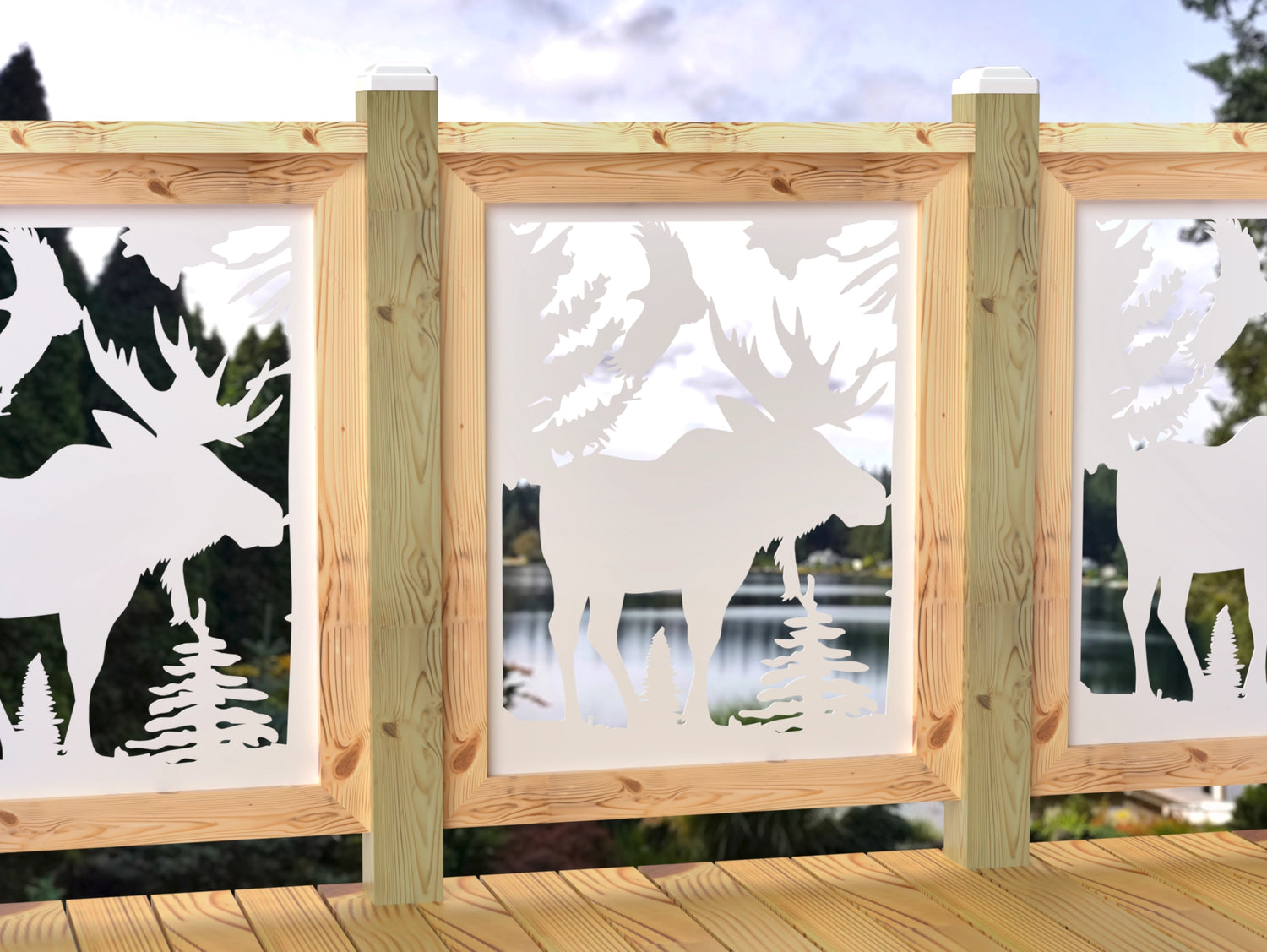 24"x30" - Single Moose Landscape Fence/Gate Panel Insert - Madison Iron and Wood