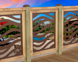 Inserto de panel de barandilla con paisaje forestal