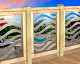 Inserto de panel de barandilla con paisaje forestal