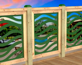 Inserto de panel de barandilla con paisaje forestal