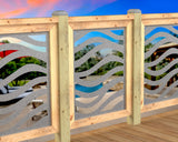 Inserto de panel de barandilla con paisaje forestal