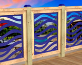 Inserto de panel de barandilla con paisaje forestal