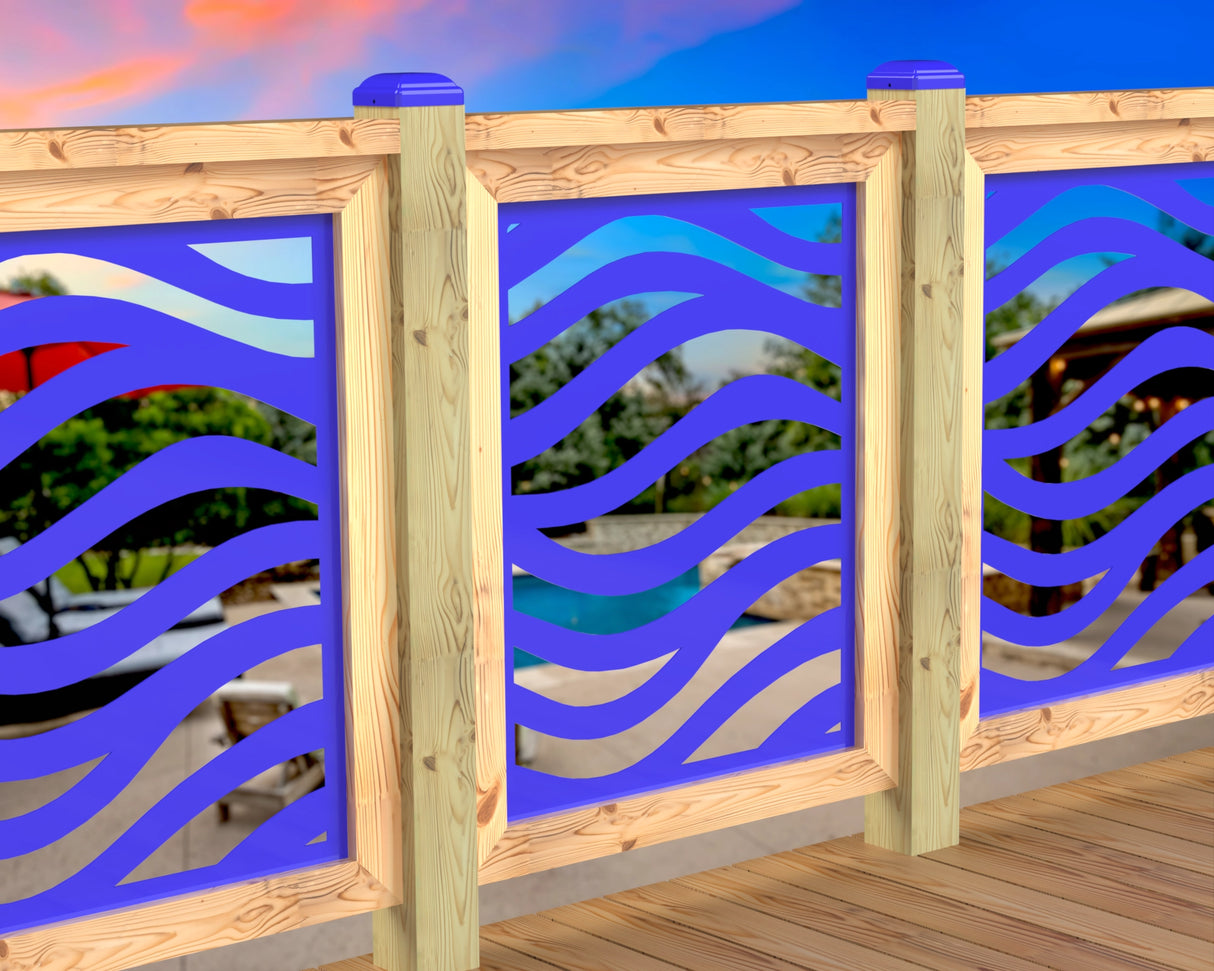 Inserto de panel de barandilla con paisaje forestal