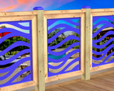 Inserto de panel de barandilla con paisaje forestal