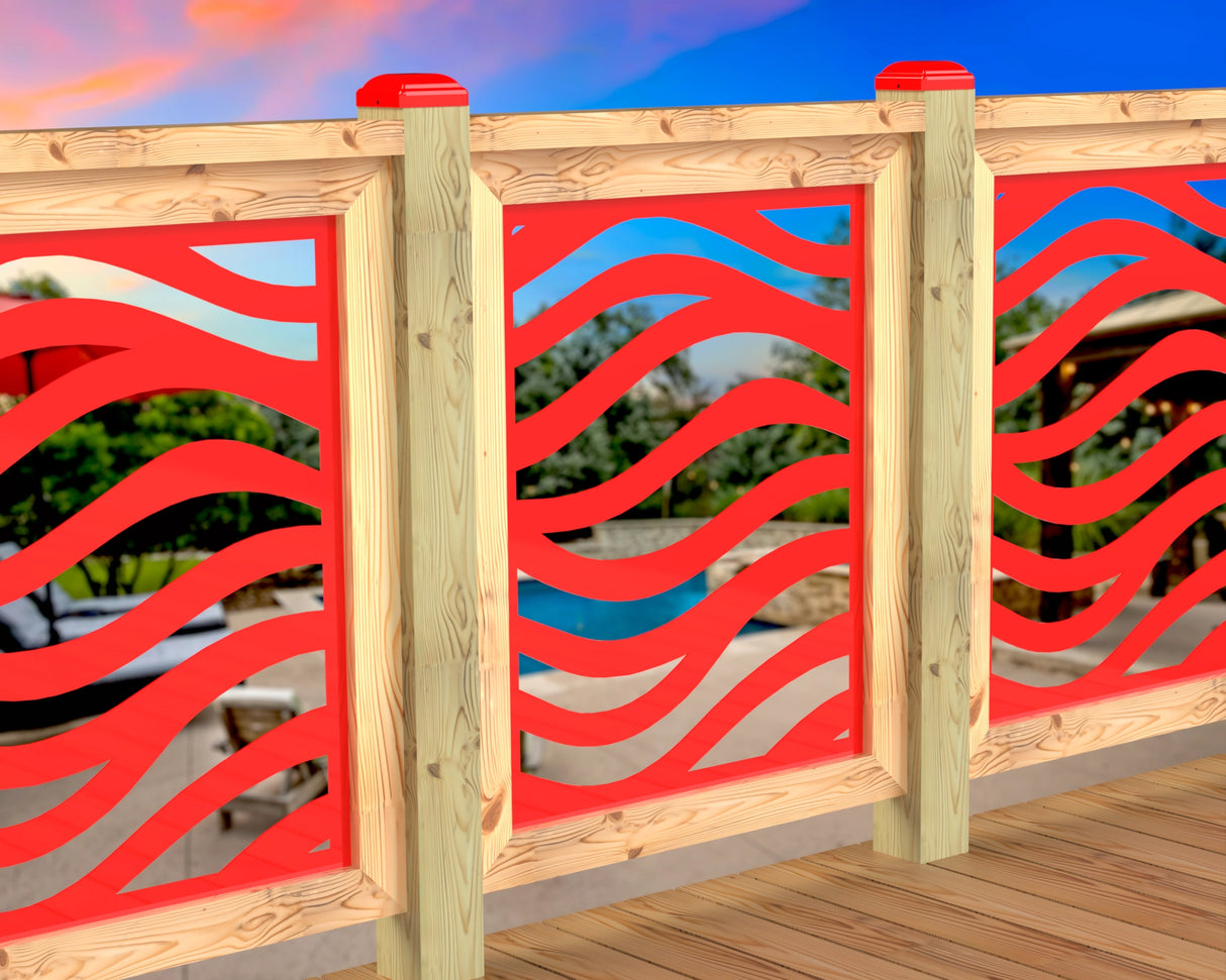 Inserto de panel de barandilla con paisaje forestal