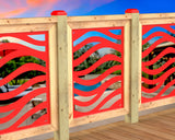 Inserto de panel de barandilla con paisaje forestal