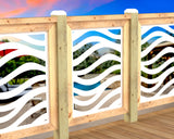 Inserto de panel de barandilla con paisaje forestal