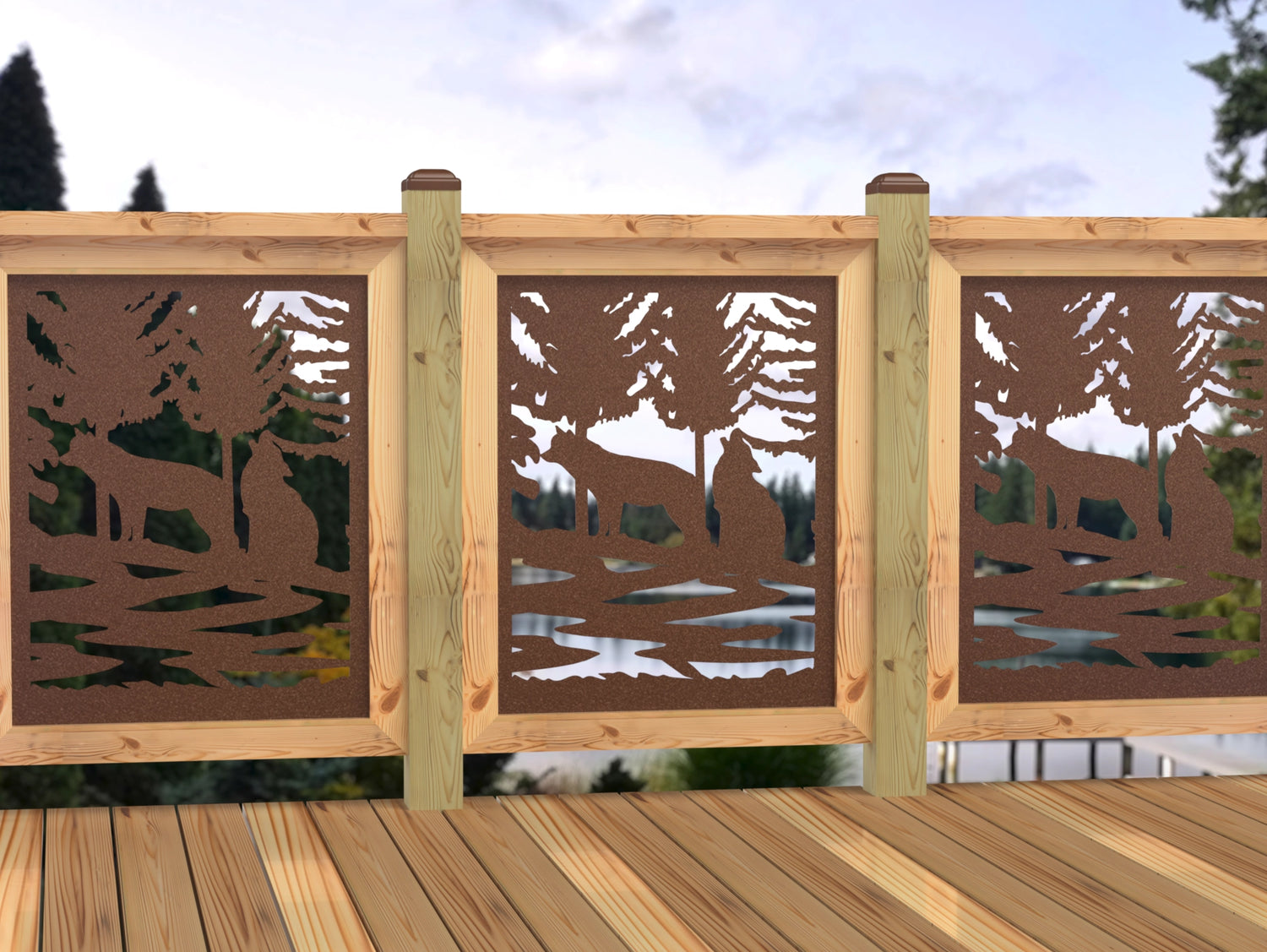 24"x30" - Wolves Howling Fence/Gate Panel Insert - Madison Iron and Wood