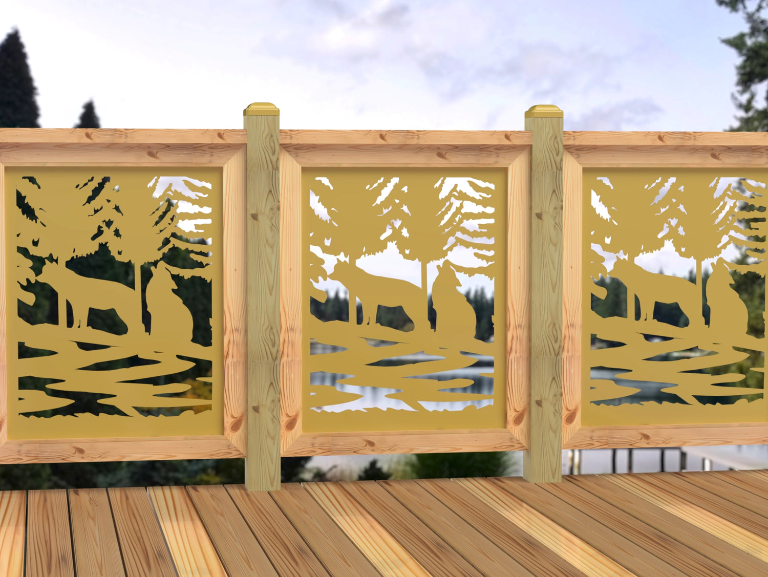 24"x30" - Wolves Howling Fence/Gate Panel Insert - Madison Iron and Wood