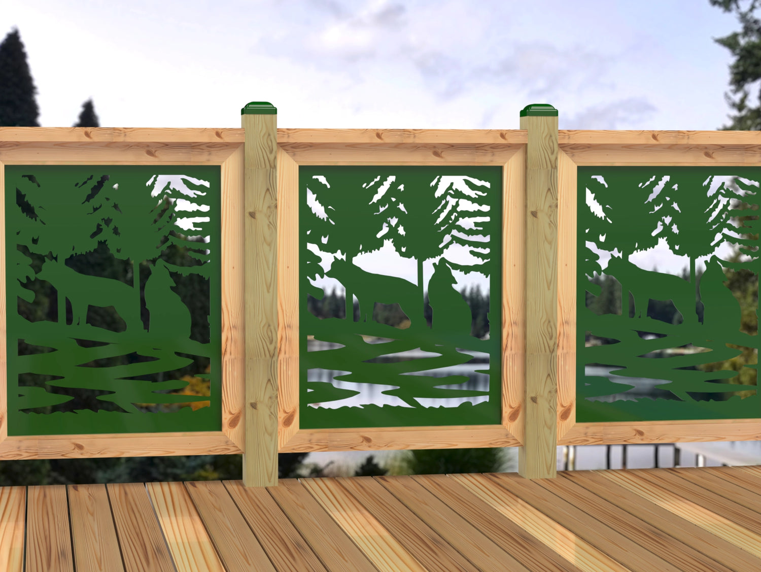 24"x30" - Wolves Howling Fence/Gate Panel Insert - Madison Iron and Wood