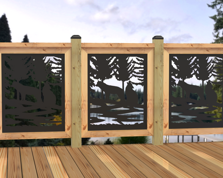 24"x30" - Wolves Howling Fence/Gate Panel Insert - Madison Iron and Wood