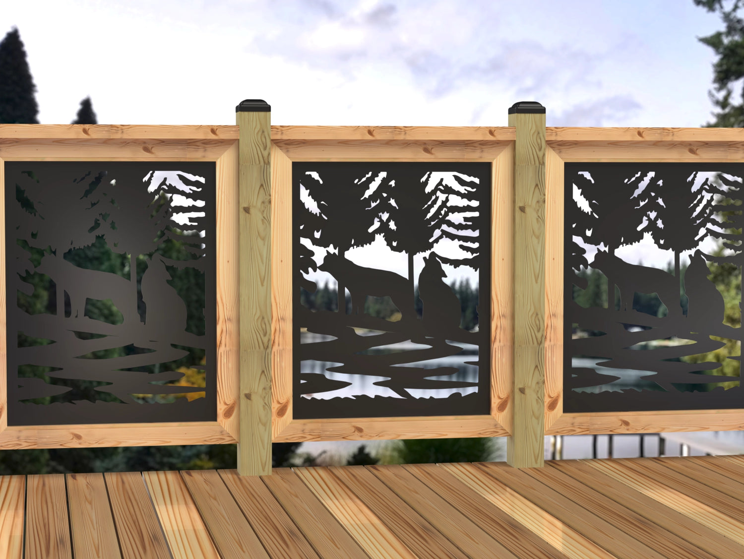 24"x30" - Wolves Howling Fence/Gate Panel Insert - Madison Iron and Wood