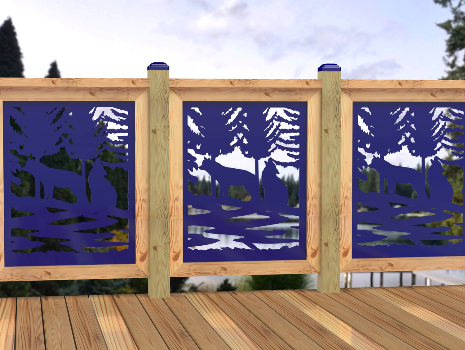 24"x30" - Wolves Howling Fence/Gate Panel Insert - Madison Iron and Wood