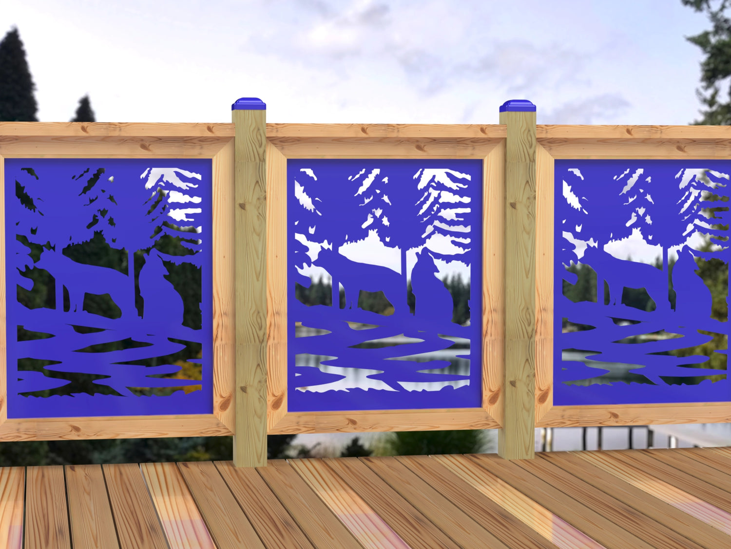 24"x30" - Wolves Howling Fence/Gate Panel Insert - Madison Iron and Wood