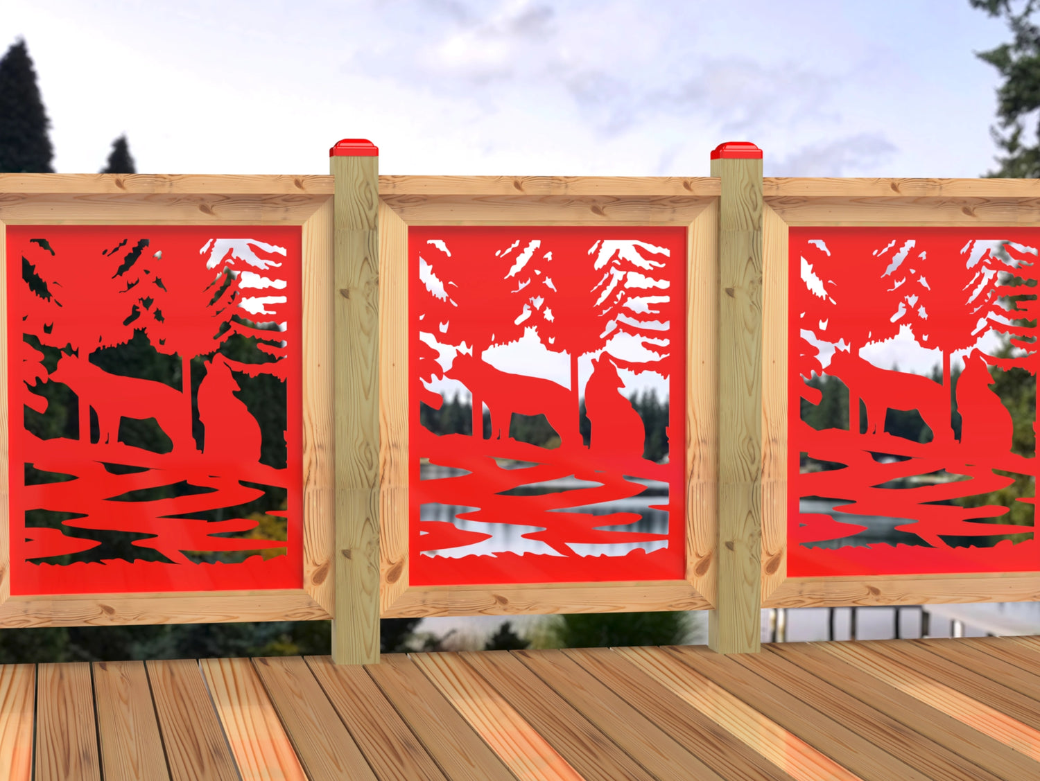 24"x30" - Wolves Howling Fence/Gate Panel Insert - Madison Iron and Wood