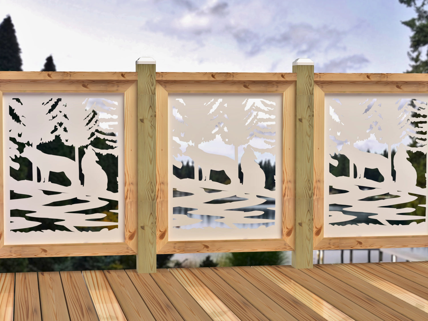 24"x30" - Wolves Howling Fence/Gate Panel Insert - Madison Iron and Wood