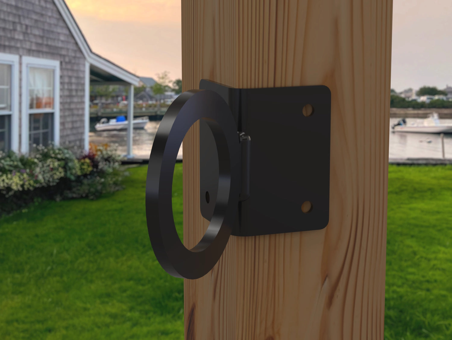 Nautical Rope Ring Corner Bracket, Light Strand Holder (3 sizes available) - Madison Iron and Wood