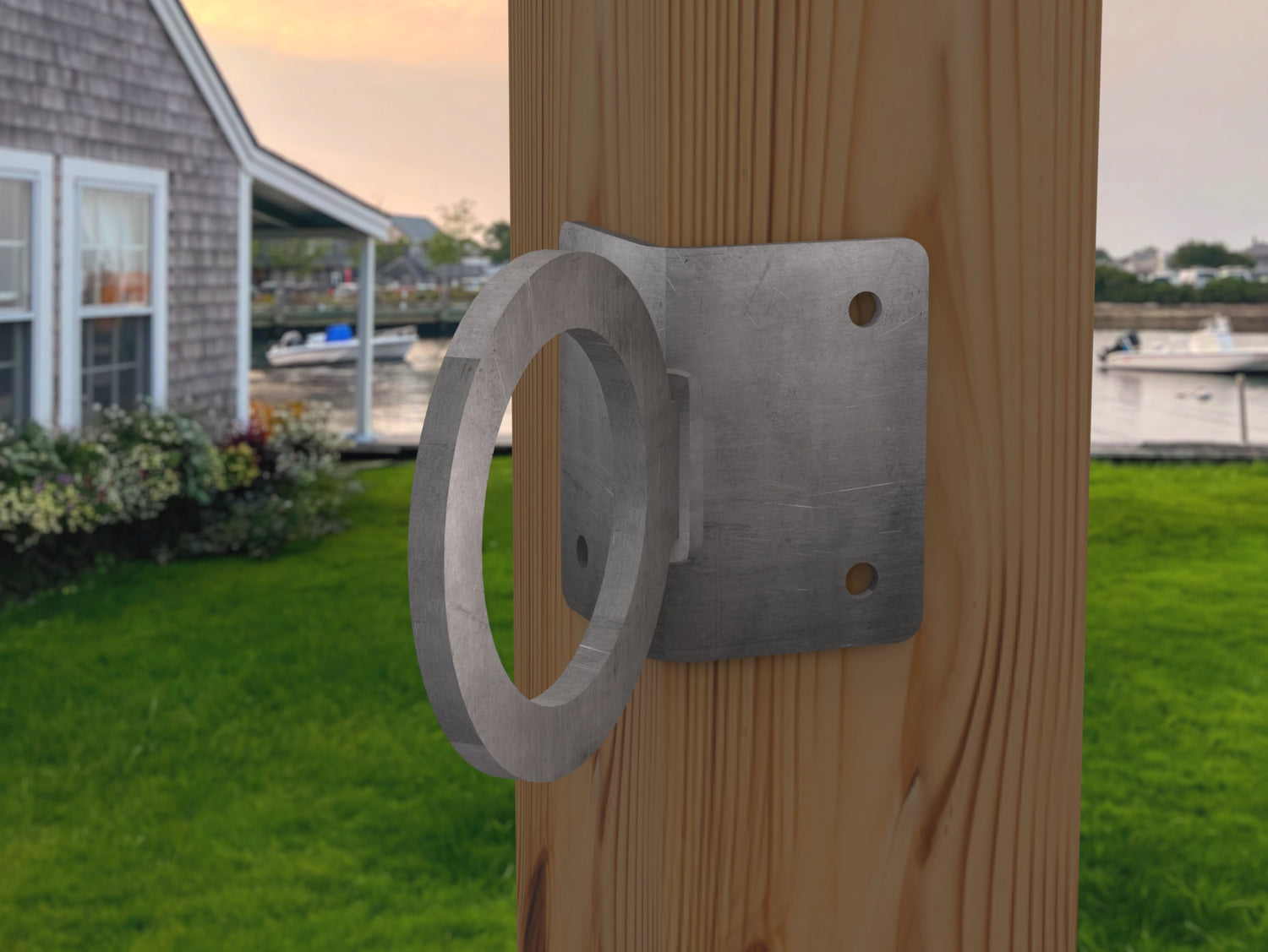 Nautical Rope Ring Corner Bracket, Light Strand Holder (3 sizes available) - Madison Iron and Wood