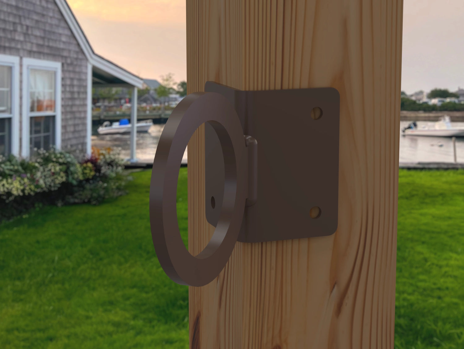 Nautical Rope Ring Corner Bracket, Light Strand Holder (3 sizes available) - Madison Iron and Wood
