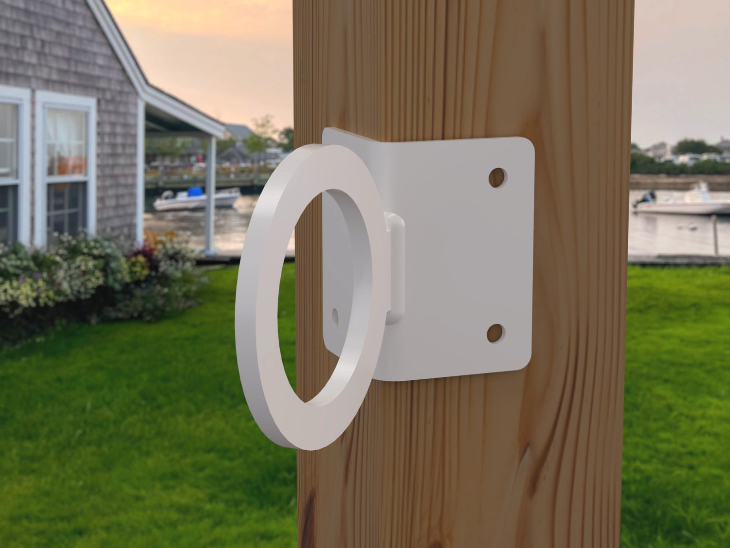 Nautical Rope Ring Corner Bracket, Light Strand Holder (3 sizes available) - Madison Iron and Wood