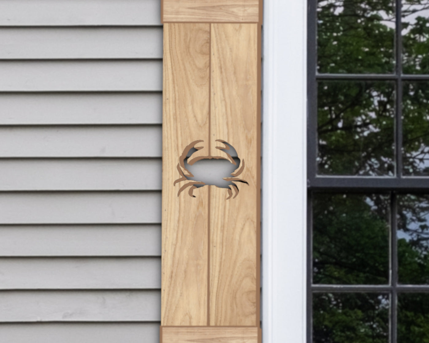 Wooden Window Shutter - Crab Design