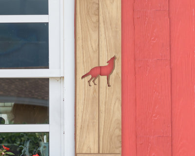 Wooden Window Shutter - Wolf Design