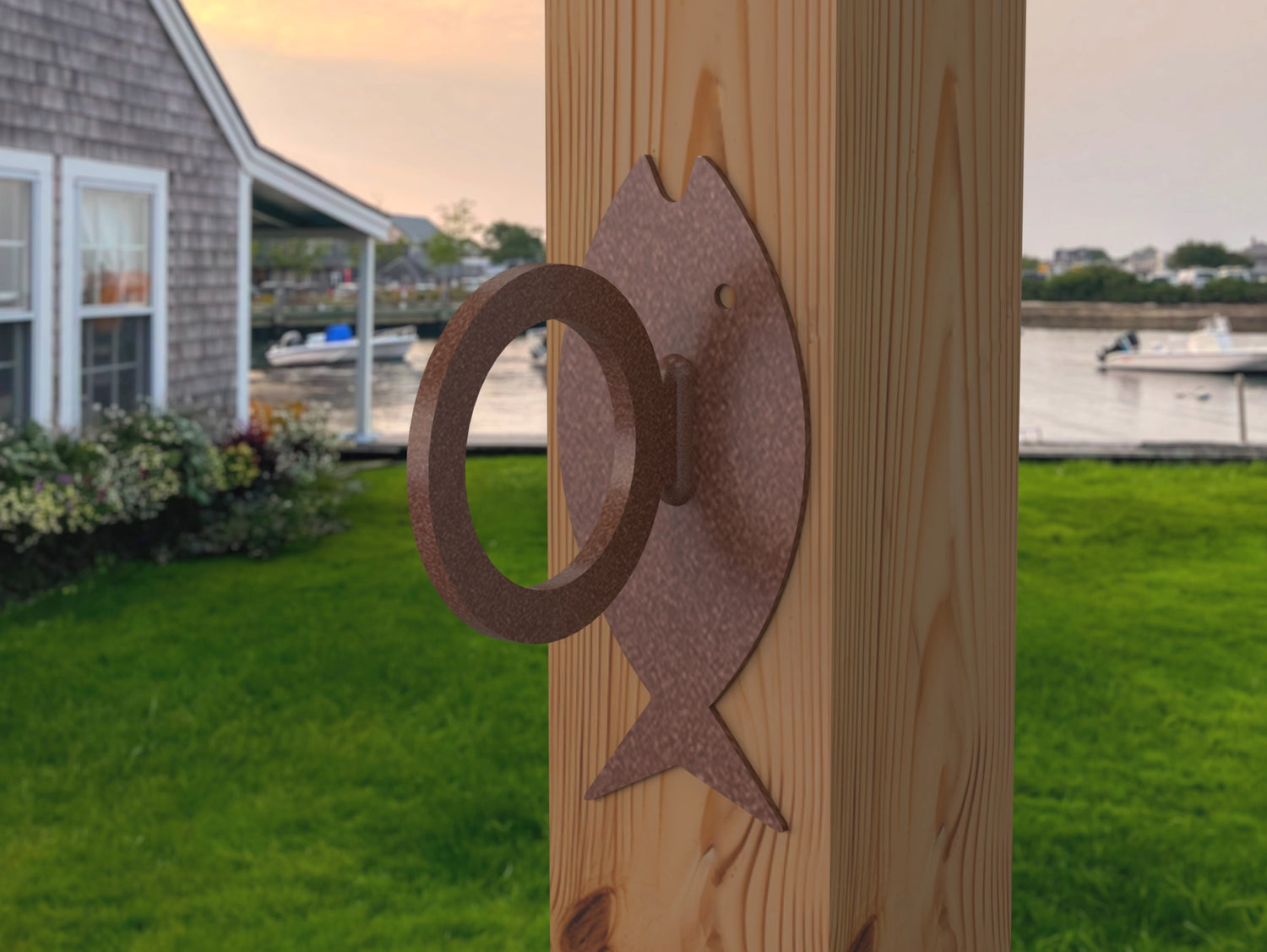 Fish Design Nautical Rope Fence Bracket - Madison Iron and Wood