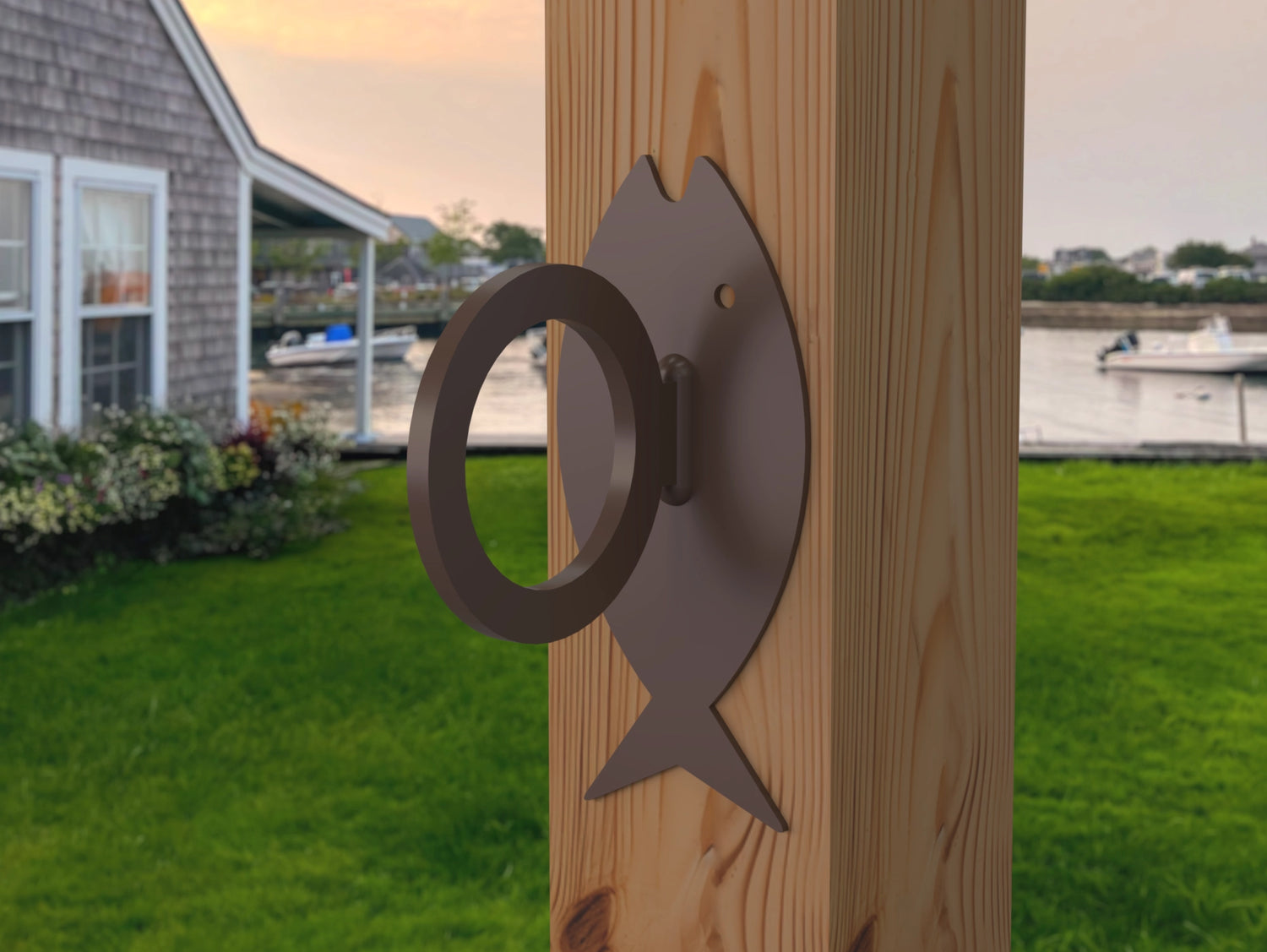 Fish Design Nautical Rope Fence Bracket - Madison Iron and Wood