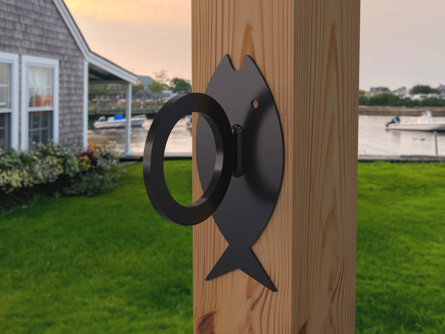 Fish Design Nautical Rope Fence Bracket - Madison Iron and Wood