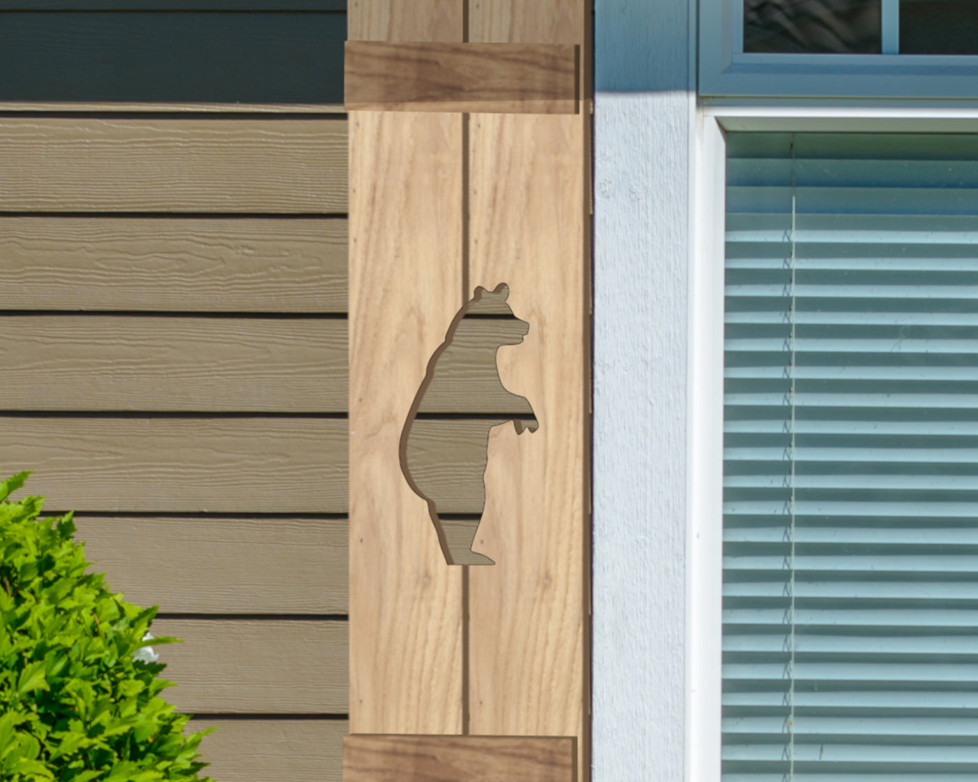 Wooden Window Shutter - Standing Bear Design