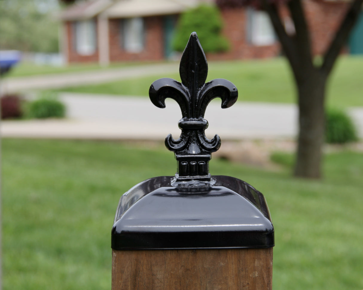 Fleur-De-Lis Fence Post Cap (Multiple Post Sizes Available) - Madison Iron and Wood
