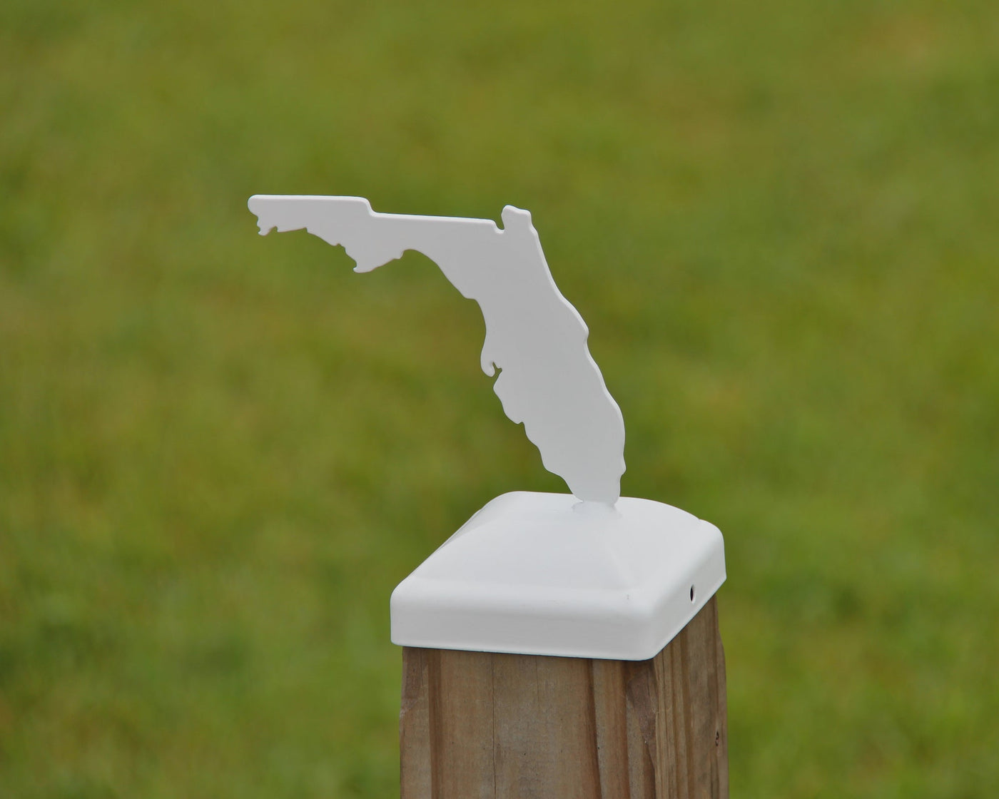 4x4 US States Post Cap - Madison Iron and Wood - Post Cap - metal outdoor decor - Steel deocrations - american made products - veteran owned business products - fencing decorations - fencing supplies - custom wall decorations - personalized wall signs - steel - decorative post caps - steel post caps - metal post caps - brackets - structural brackets - home improvement - easter - easter decorations - easter gift - easter yard decor