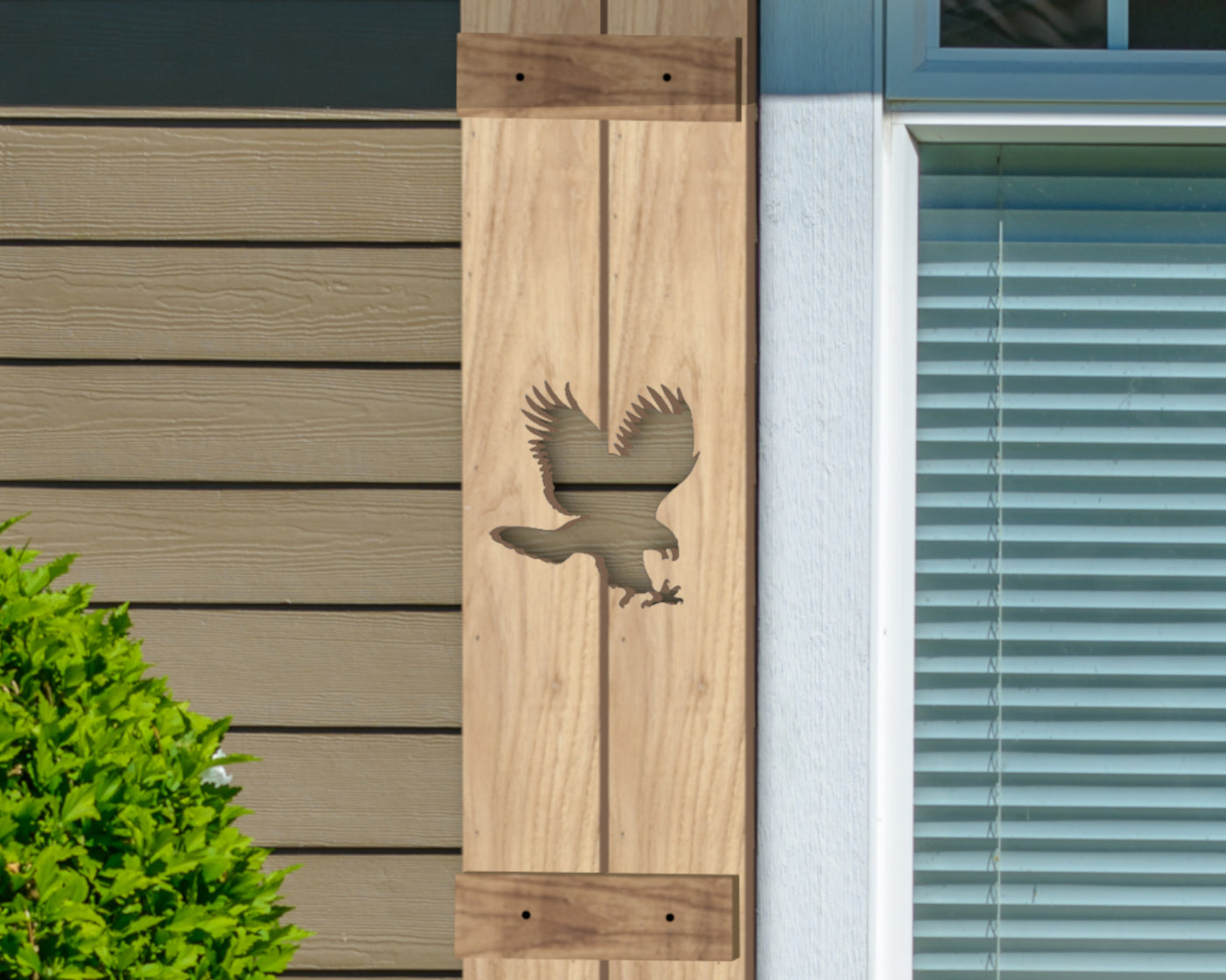 Wooden Window Shutter - Eagle Design