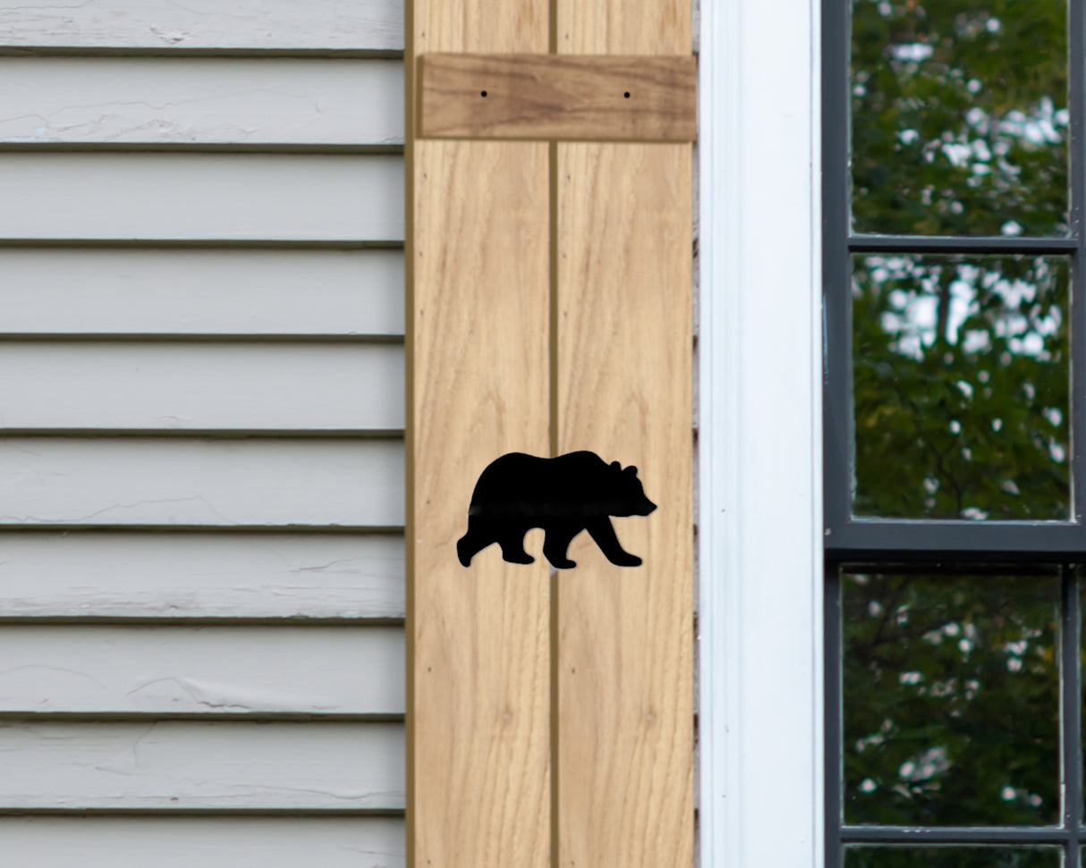 Wooden Window Shutter - Bear Design - Madison Iron and Wood