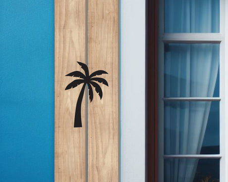 Wooden Window Shutter - Palm Tree Design - Madison Iron and Wood