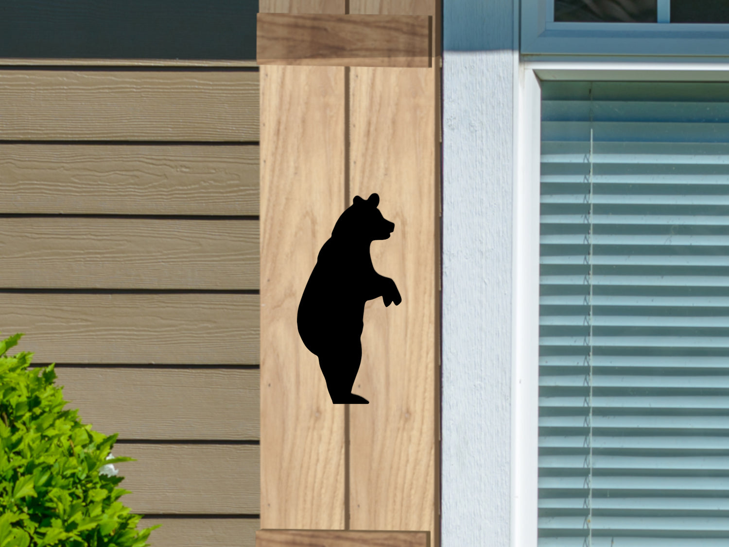 Wooden Window Shutter - Standing Bear Design - Madison Iron and Wood