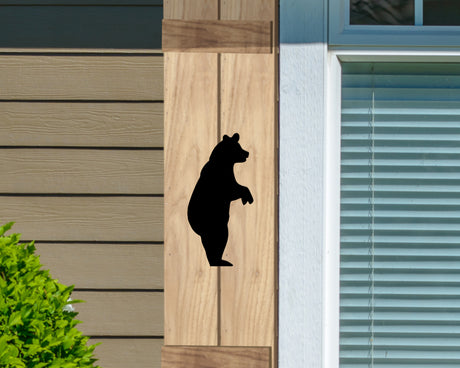 Wooden Window Shutter - Standing Bear Design - Madison Iron and Wood