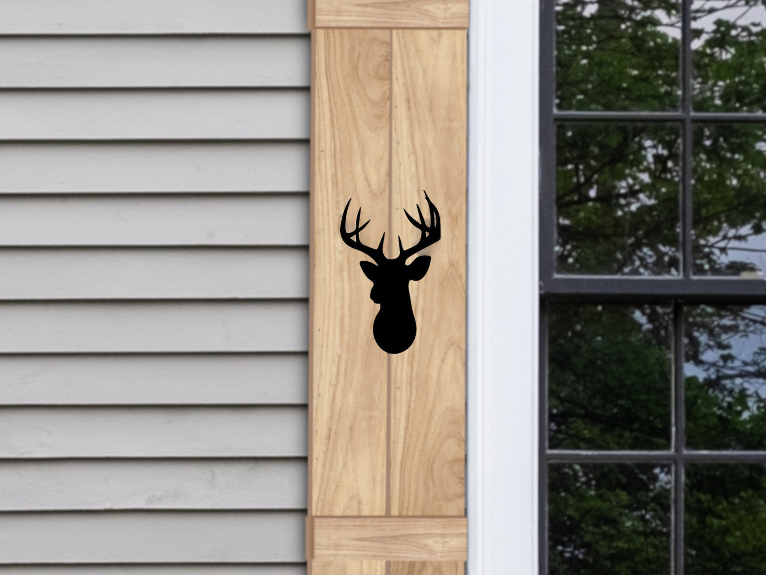 Wooden Window Shutter - Deer Design - Madison Iron and Wood