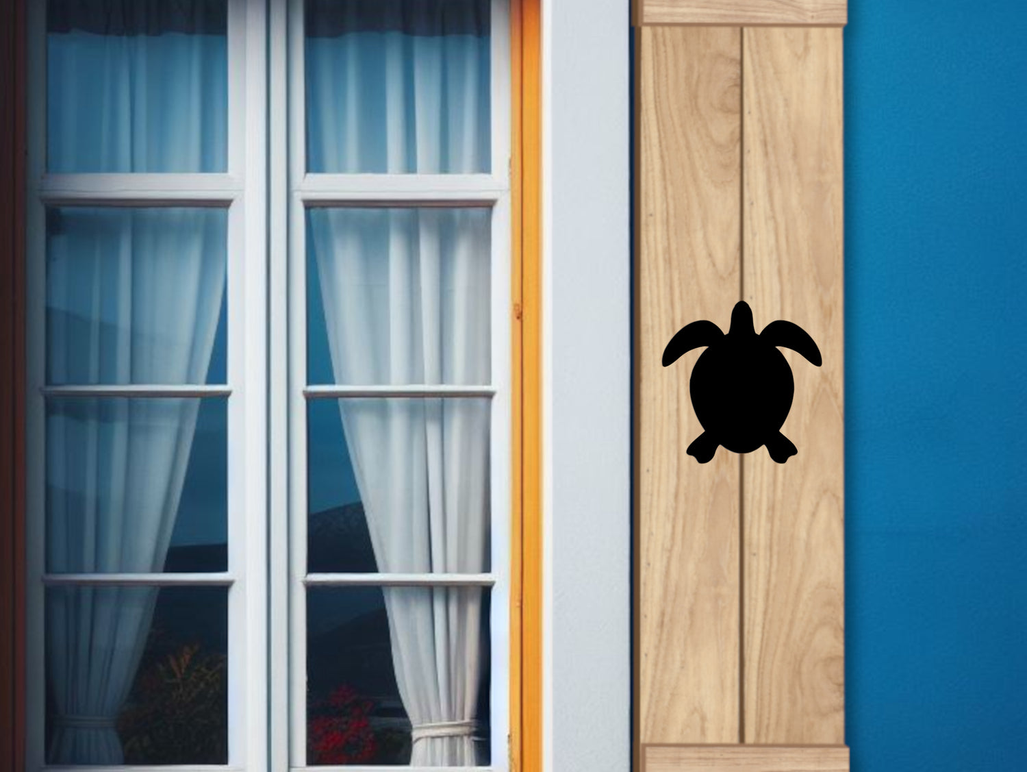 Wooden Window Shutter - Sea Turtle Design - Madison Iron and Wood