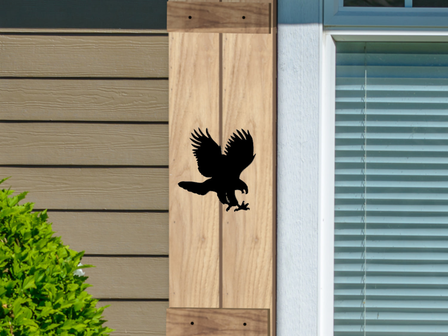 Wooden Window Shutter - Eagle Design - Madison Iron and Wood