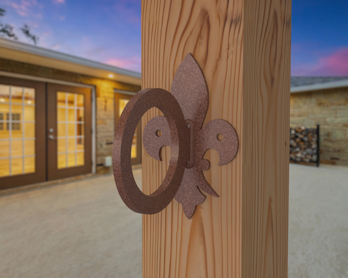 Fleur De Lis Nautical Rope Ring, String Light holder (3 sizes available) - Madison Iron and Wood