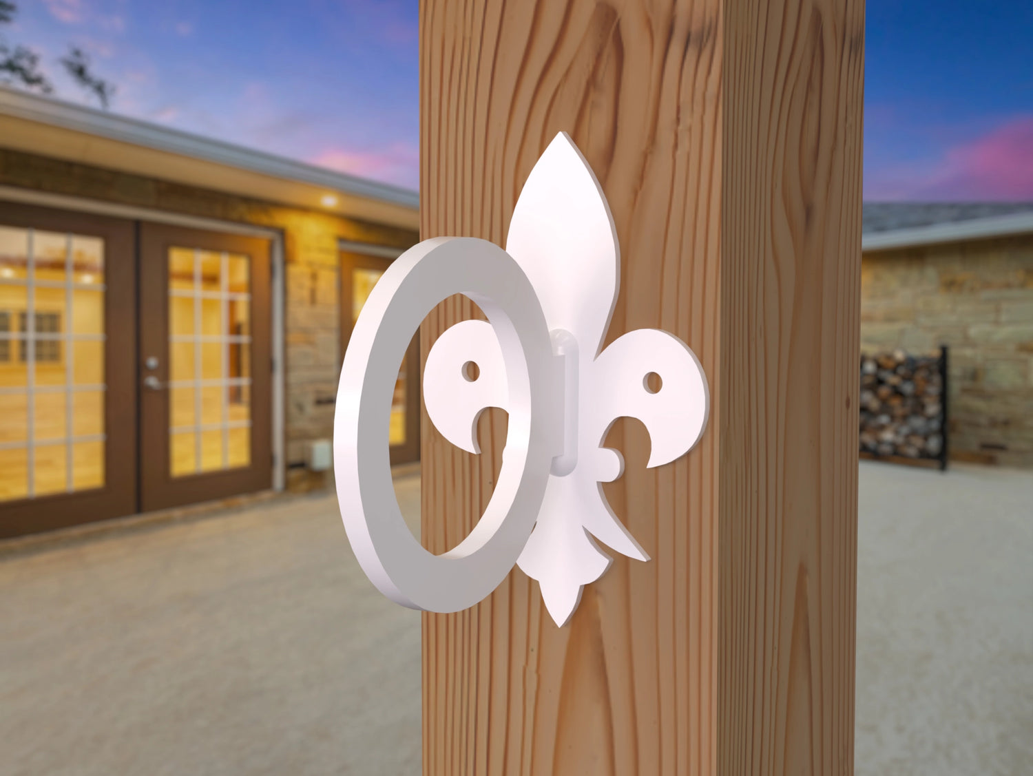 Fleur De Lis Nautical Rope Ring, String Light holder (3 sizes available) - Madison Iron and Wood